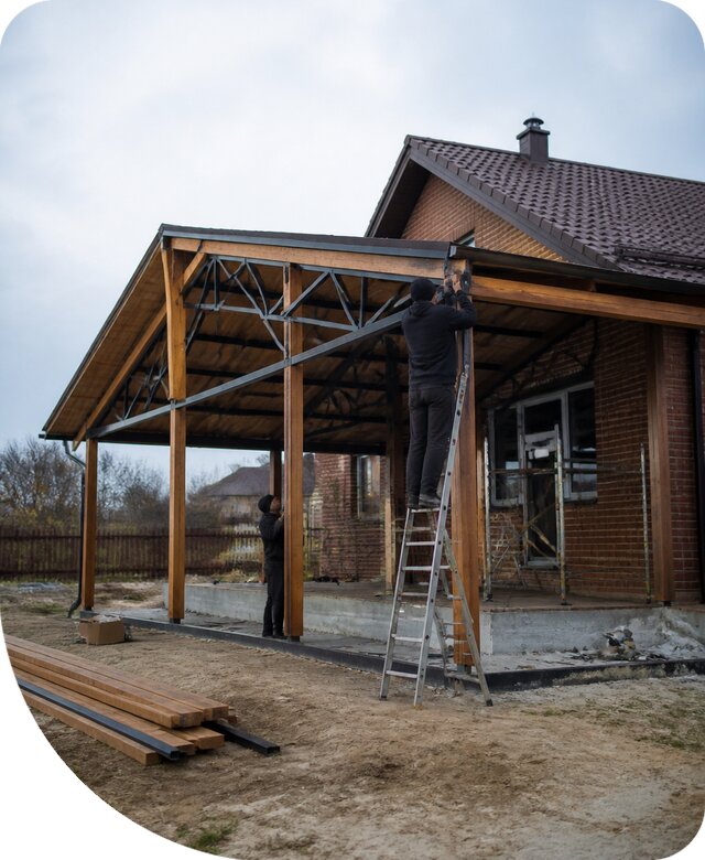 Пристройка навеса к дому и участку в Петрозаводске под ключ